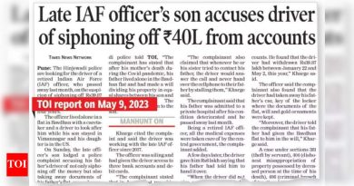 केअरटेकर, सासरे 40 लाख रुपयांना अटक केली, उशीरा आयएएफ अधिका of ्यांची इच्छाशक्ती