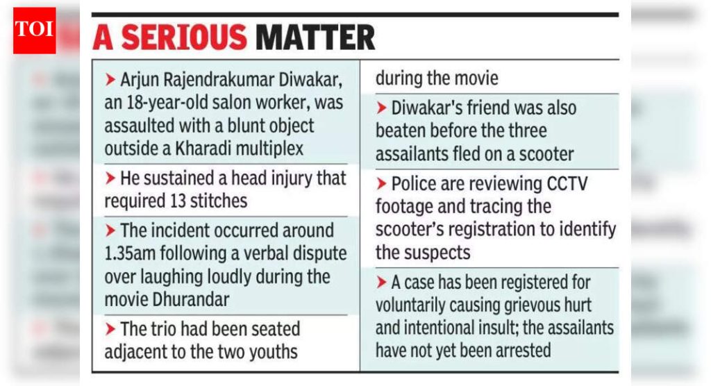 पुण्याच्या मल्टिप्लेक्समध्ये चित्रपट पाहताना मोठ्याने हसल्याने तरुणाला मारहाण, 13 टाके पडले | पुणे बातम्या