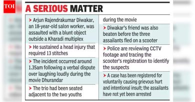 पुण्याच्या मल्टिप्लेक्समध्ये चित्रपट पाहताना मोठ्याने हसल्याने तरुणाला मारहाण, 13 टाके पडले | पुणे बातम्या