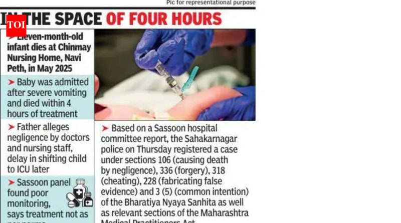 निष्काळजीपणामुळे बाळाच्या मृत्यूप्रकरणी 4 डॉक्टर, 2 परिचारिकांवर एफआयआर