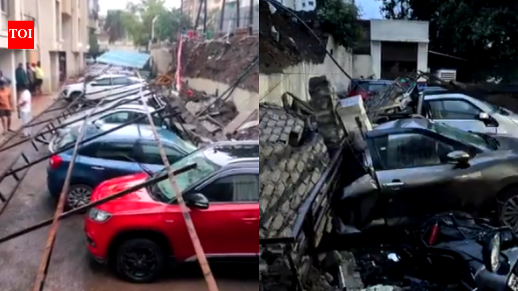मुसळधार पावसामुळे पुणे सोसायटीत भिंत कोसळली, 14 वाहनांचे नुकसान